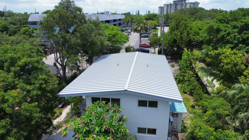 metal roofs on modern residential home